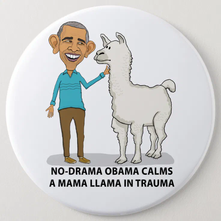 Funny No Drama Obama Calms Mama Llama Button | Zazzle