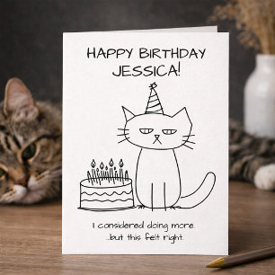 Funny No Effort Grumpy Cat with Cake Card
