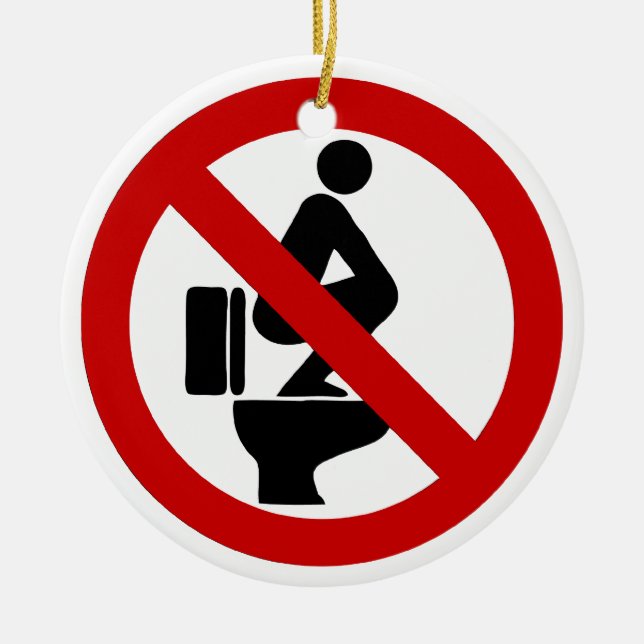 Funny NO Feet on the Seat ⚠ Thai Sign ⚠ Ceramic Ornament (Front)