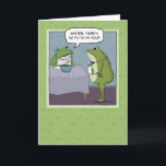 Funny No Fly for Frog Birthday Card<br><div class="desc">This cute and funny birthday card features a frog who is sad to find that there's no fly in his soup.

Thanks for choosing this original design by © Chuck Ingwersen. I post cartoons every day on Instagram: https://www.instagram.com/captainscratchy</div>