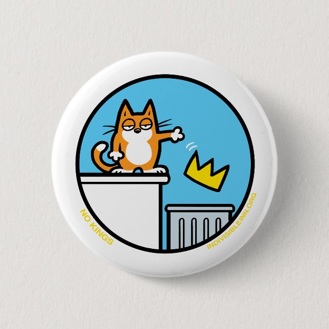 Funny No Kings Cat Cartoon Buttons (Front)