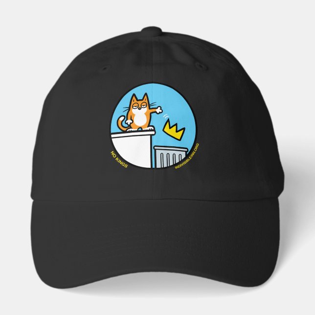 Funny no kings cat cartoon hat (Front)