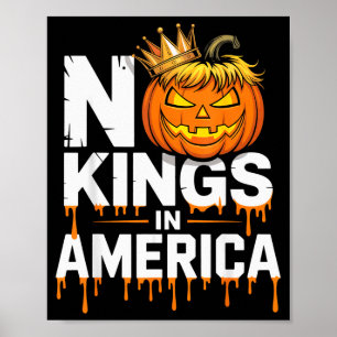 Funny No Kings Halloween 2025 Distressed Usa Flag Poster