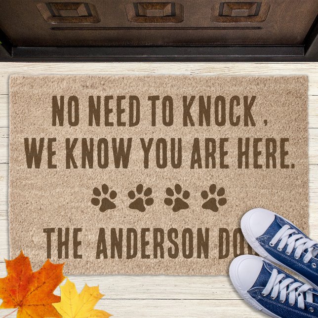Funny No Need To Knock Personalized Pet Dog Lover Fiber Doormat (Creator Uploaded)