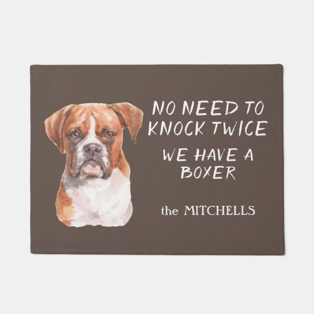 Funny No Need to Knock Twice Boxer Dog Doormat (Front)