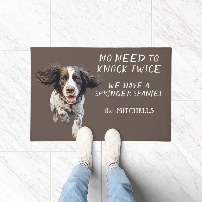 Funny No Need to Knock Twice Springer Spaniel Dog Doormat (Indoor)