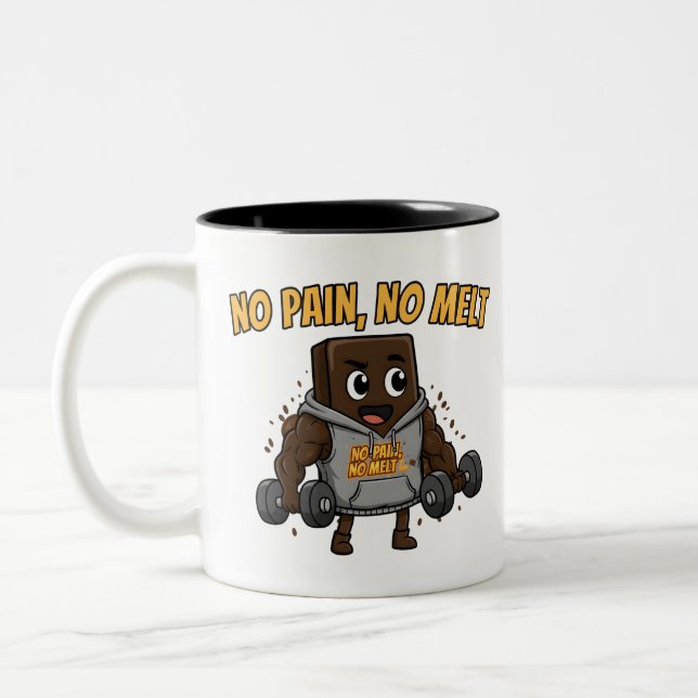 Funny "No Pain, No Melt" Chocolate Gym Mug (Left)