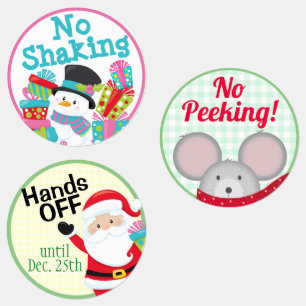 Funny "No Peeking, No Shaking, Hands Off" Santa Labels