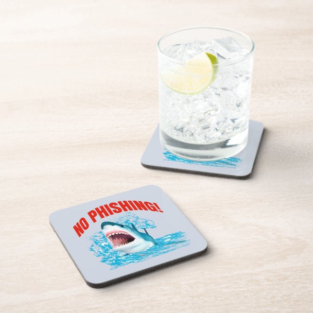Funny No Phishing Shark Beverage Coaster (Right Side)