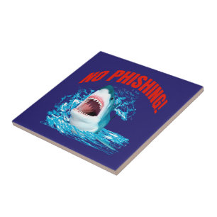 Funny No Phishing Shark Ceramic Tile