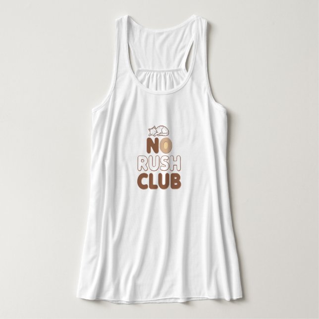 Funny "No Rush Club" with Sleeping Animal Tank Top (Design Front)