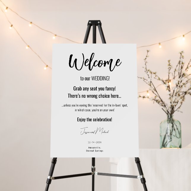 💍😂 Funny No seat assigned Minimalist Elegant  Foam Board (In Situ (Stand))