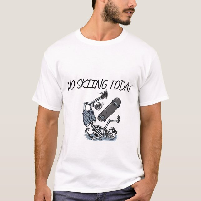 Funny No Skiing Today png Sad Skier Stick Figure D T-Shirt (Front)
