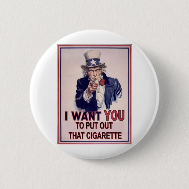 funny no smoking sign pinback button (Front)
