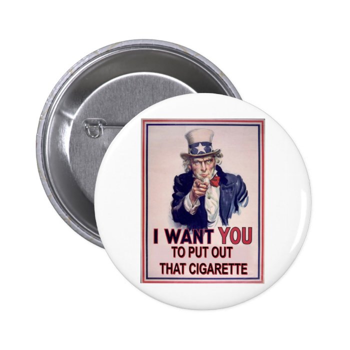 funny no smoking sign pinback button