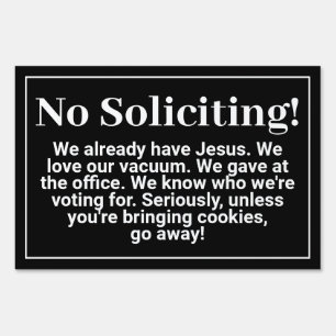 Funny No Soliciting Black Custom Front Yard Sign