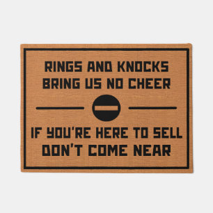 Funny No Soliciting Humor Rustic Brown Introvert Doormat