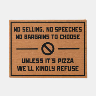 Funny No Soliciting Humor Rustic Brown Minimalist Doormat