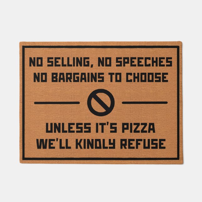 Funny No Soliciting Humor Rustic Brown Minimalist Doormat (Front)