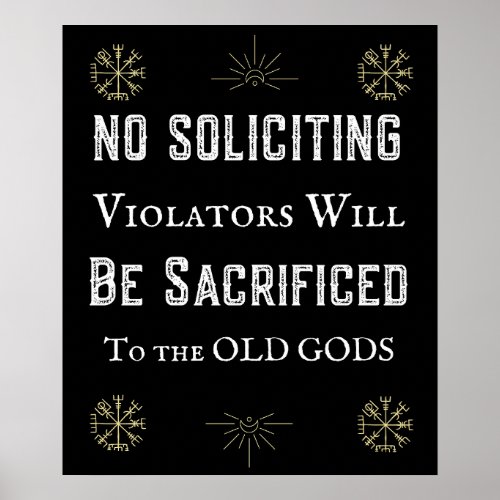 Funny No Soliciting Old Gods Pagan Poster