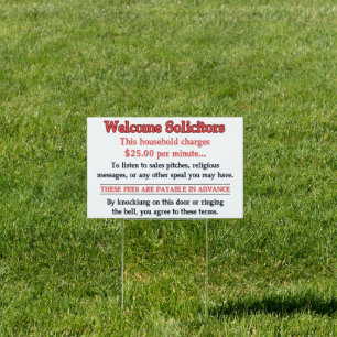 Funny No Soliciting Yard Sign Warning