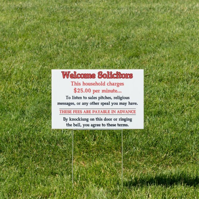Funny No Soliciting Yard Sign Warning (Insitu)