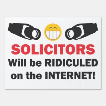 Funny No Solicitors Security Camera Sign by HeadBees at Zazzle