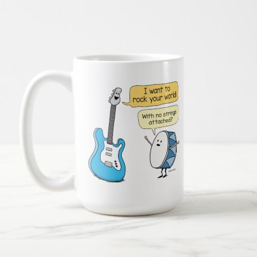 Funny No Strings Attached Guitar with Drum  Coffee Mug