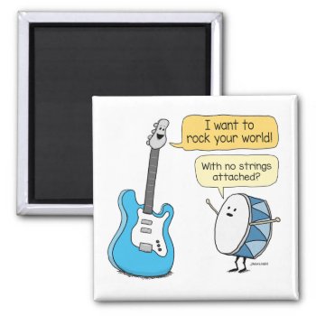 Funny No Strings Attached Guitar With Drum  Magnet by chuckink at Zazzle
