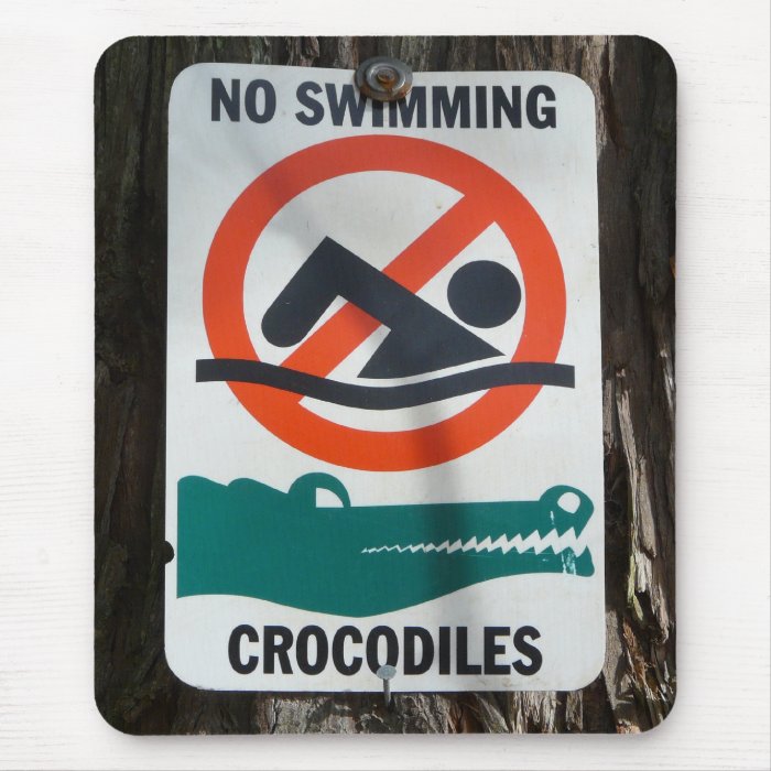 Funny NO SWIMMING Warning Sign Mousepad