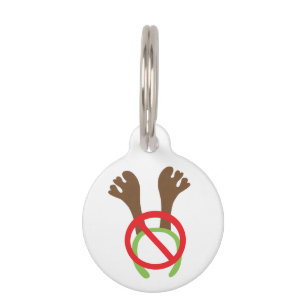 Funny No to Novelty Antlers Protest Pet ID Tag