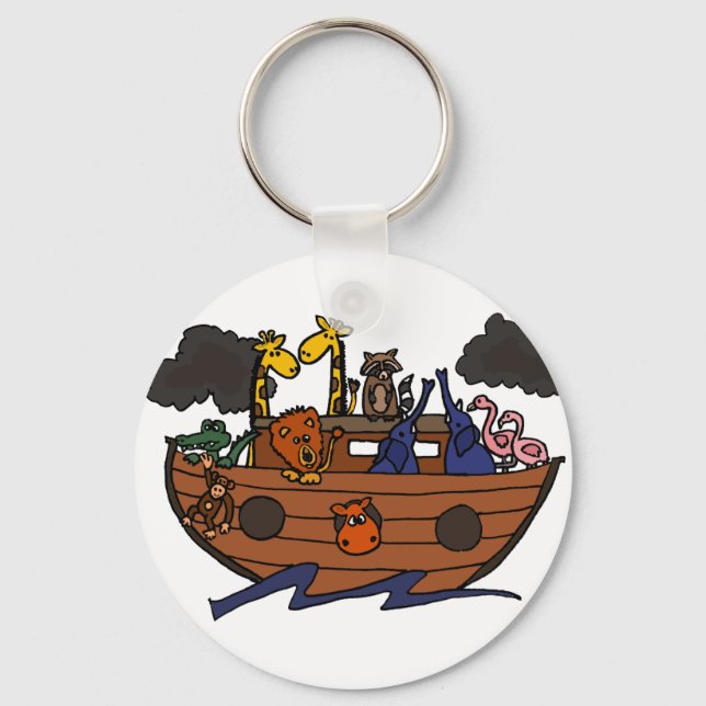 Funny Noah's Ark Cartoon Keychain (Front)