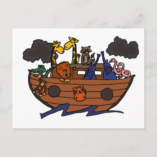 Funny Noahs Ark Cartoon Postcard
