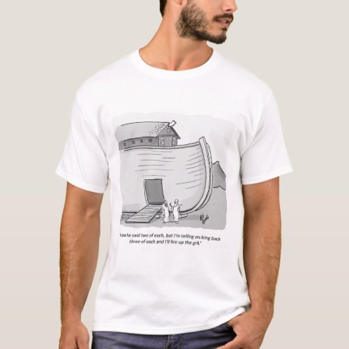 Funny Noahs Ark Grill Cartoon Humor T_Shirt
