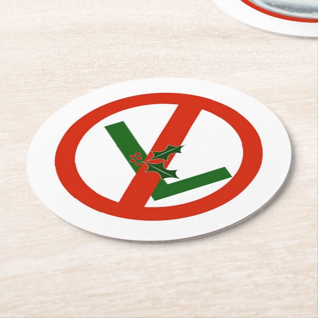 Funny Noel "No L" Christmas Paper Drinks Coasters (Angled)