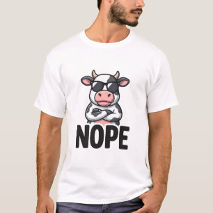 Funny Nope Cow Vintage Vector Design_1 T-Shirt