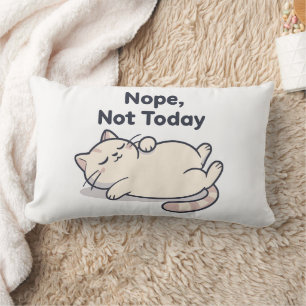 Funny “Nope Not Today” Lazy Cat Lumbar Pillow