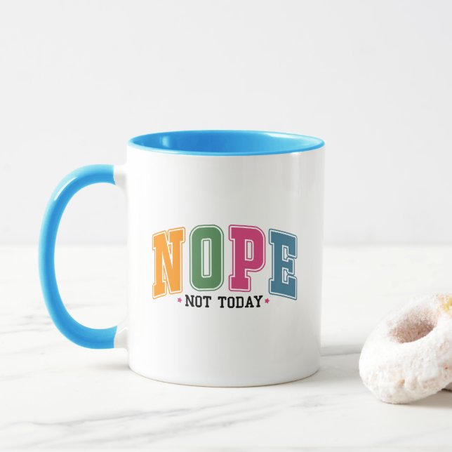 Funny nope word art sarcasm mug (With Donut)