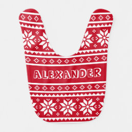 Funny nordic Christmas sweater pattern baby bib