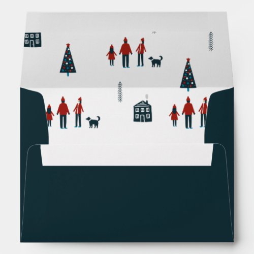 Funny Nordic family Christmas navy Envelope