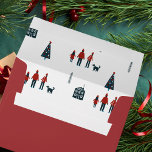 Funny Nordic family Christmas red envelope<br><div class="desc">Red Christmas card envelope with funny family and houses pattern inside.</div>