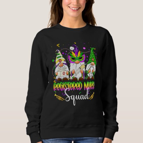 Funny Nordic Gnomes Registered Nurse Mardi Gras Ca Sweatshirt