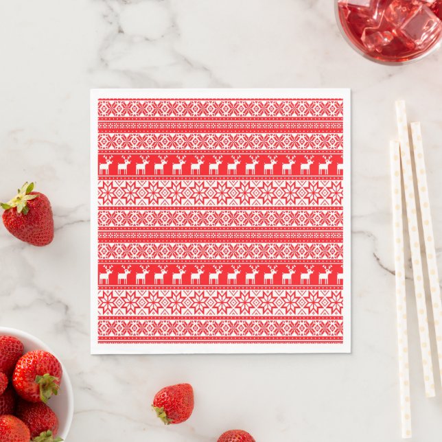 Funny  Nordic Ugly Christmas Sweater Party Napkins (Insitu)