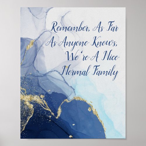 Funny Normal Family Blue Watercolour swirl Poster