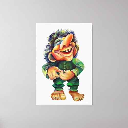 Funny Norse Troll Watercolor Illustration Artwork Canvas Print