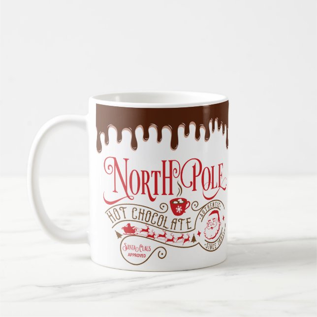 Funny North Pole Hot Chocolate Christmas Coffee Mug (Left)
