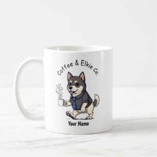Funny Norwegian Elkhound Dog Business Suit Coffee  Mug