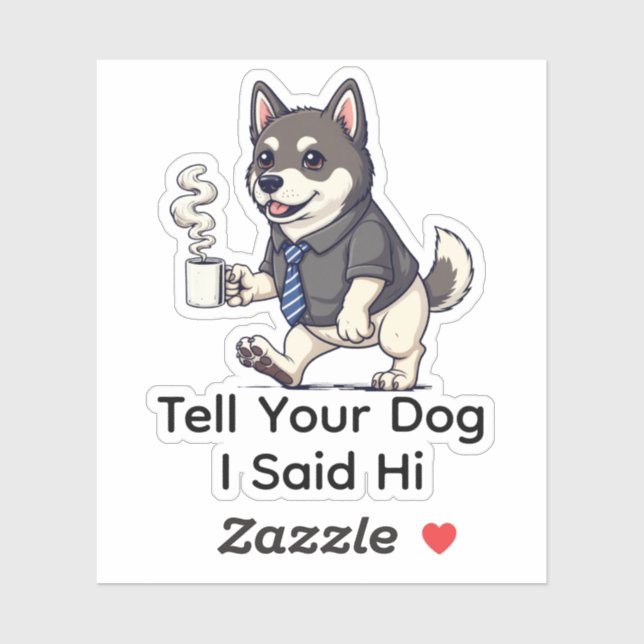 Funny Norwegian Elkhound Dog Business Suit Coffee  Sticker (Sheet)