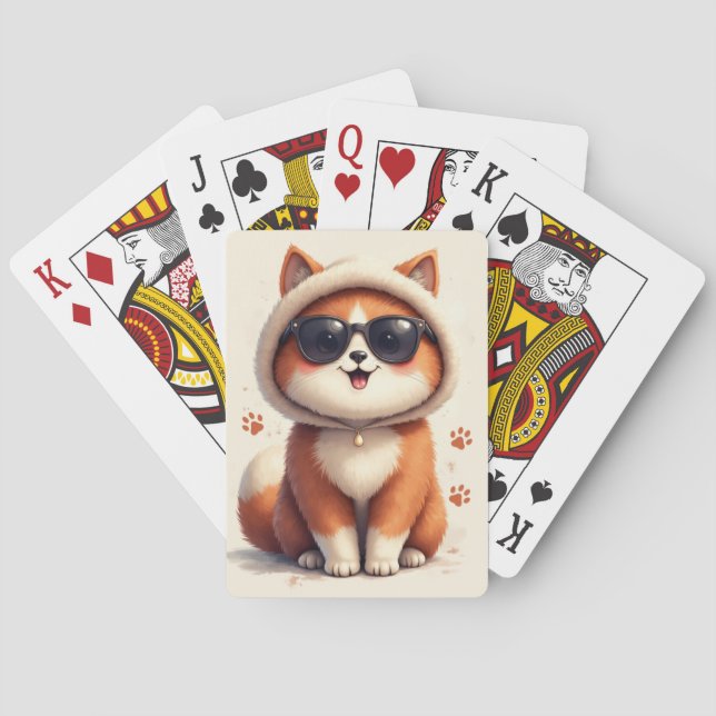 Funny Norwegian Forest Kawaii Cat Poker Cards (Back)
