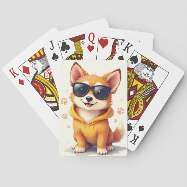 Funny Norwegian Lundehund Kawaii Dog Poker Cards (Back)